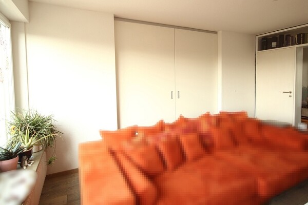 Das Büro ist hinter den Schiebetüren versteckt. So ist mit einem Handgriff Feierabend.